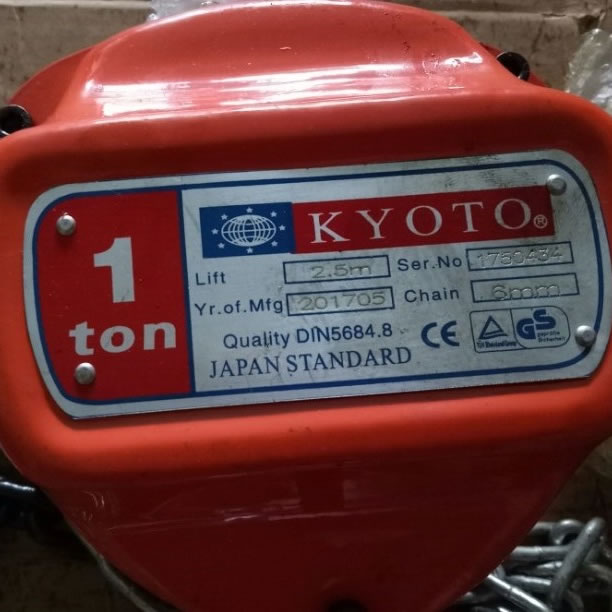 Pa lăng xích kéo tay Kyoto 1 tấn - 2,5m